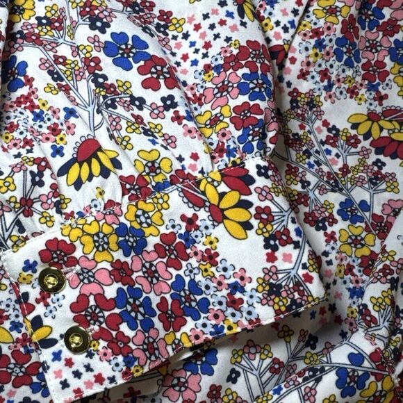 TALBOTS Womens TOP Long Sleeve RED Yellow Blue FLORAL SZ LP - Picture 4 of 7